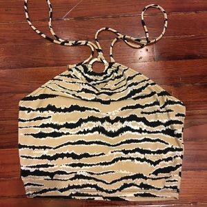 Abstract Tiger Print Halter Top